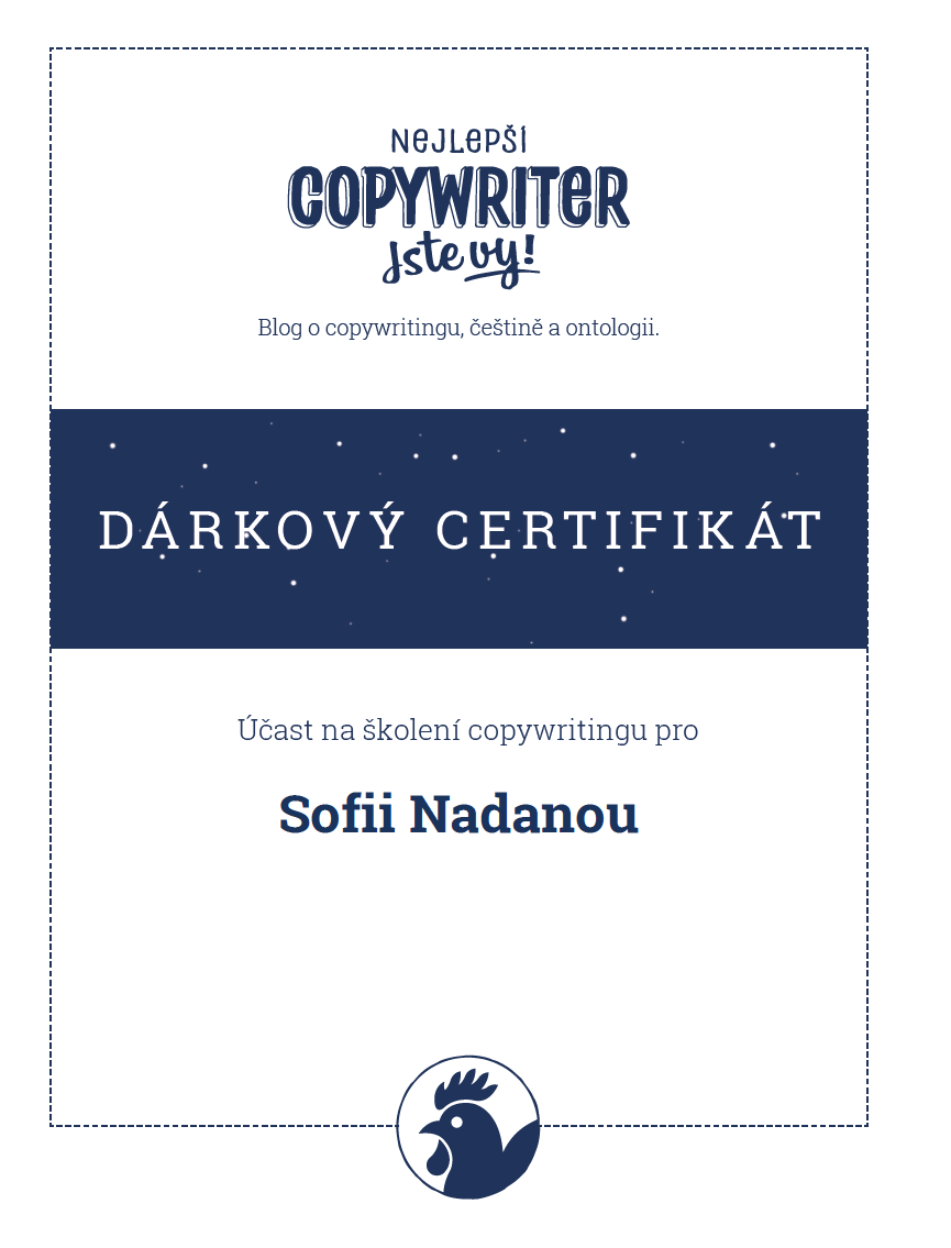Takovýhle krásný dárkový certifikát můžete někomu darovat pod stromeček