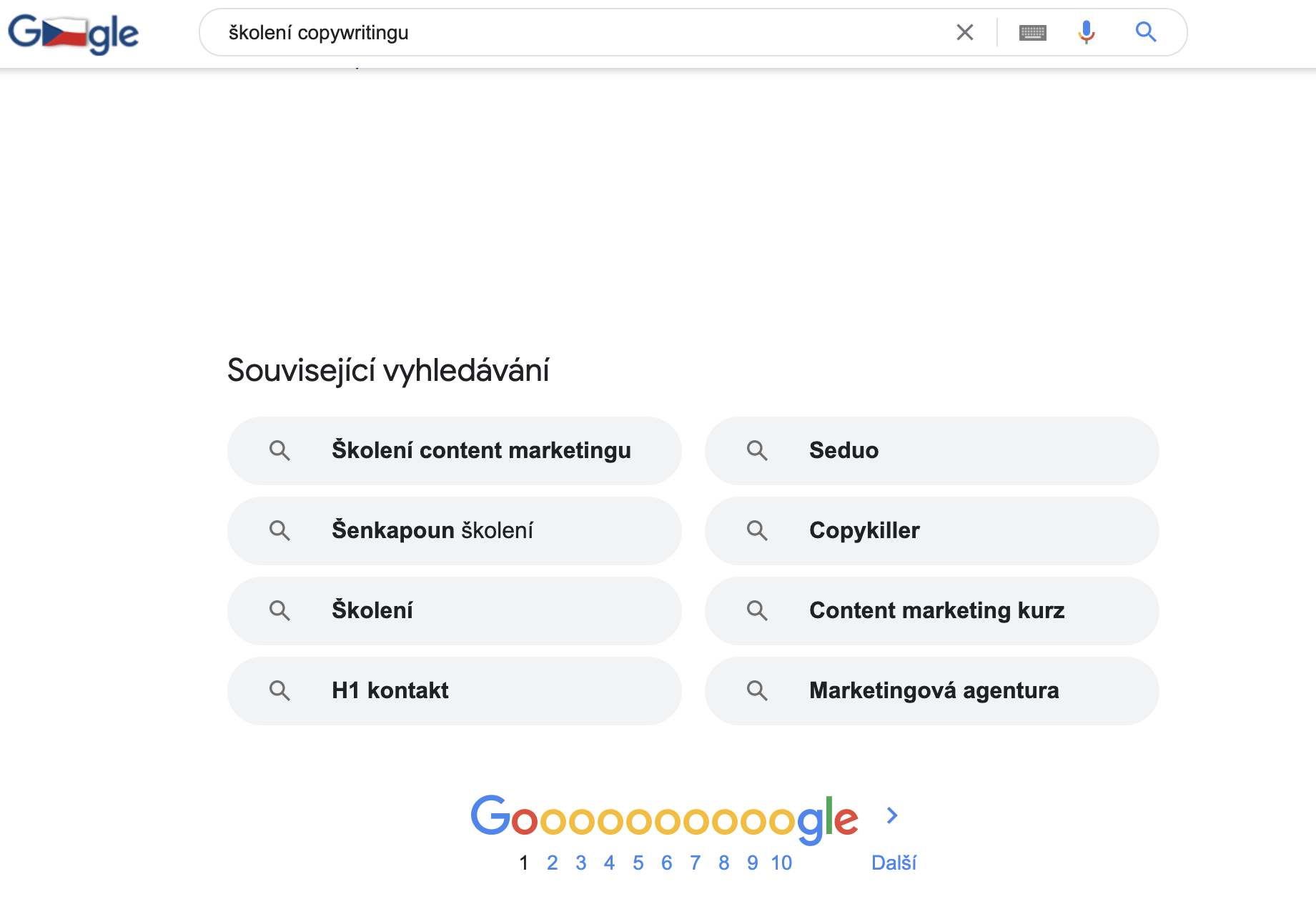 Šenkapounovo školení v souvisejících dotazech na klíčové slovo „školení copywritingu" na Googlu